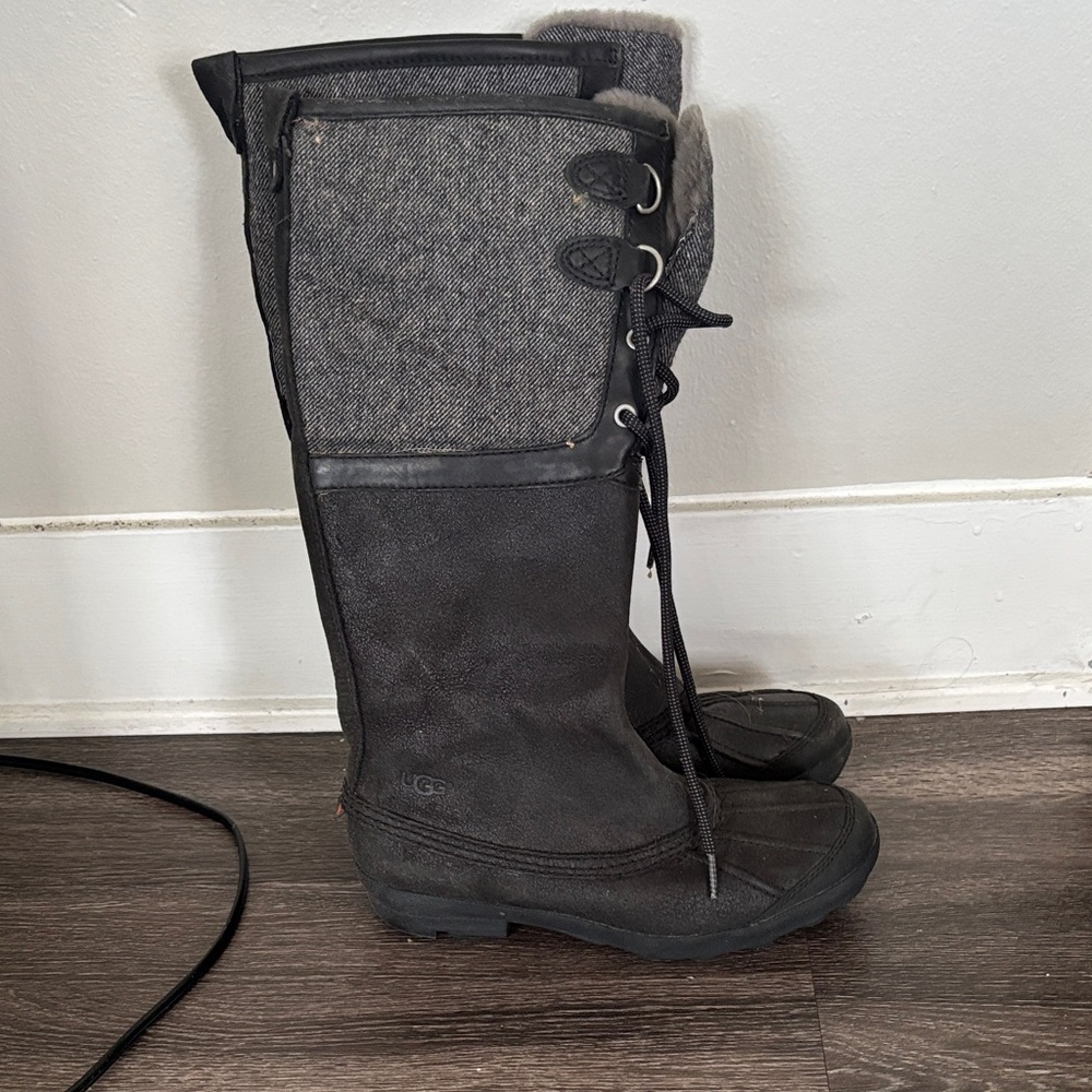 UGG Women's Charcoal Tall Lace-Up Winter Boots